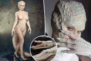 Kim Kardashian déguisée en alligator albino pour Halloween