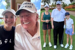 Kai Trump, 17 ans, joue au golf avec grand père Donald