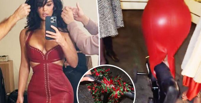 Kim Kardashian festive en robe lacée et scooter décoré malgré