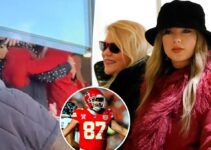 Taylor Swift serre sa mère Andrea et Donna Kelce lors