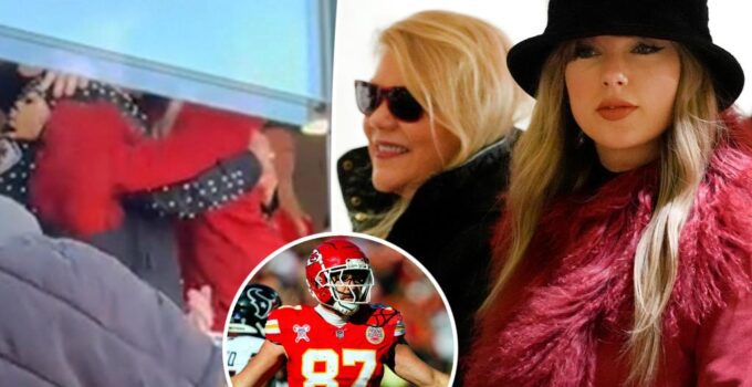 Taylor Swift serre sa mère Andrea et Donna Kelce lors