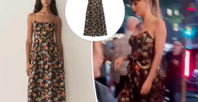 Taylor Swift dîne chez Via Carota en robe florale Dôen.